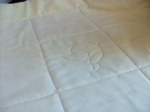 birdie on back of quilt